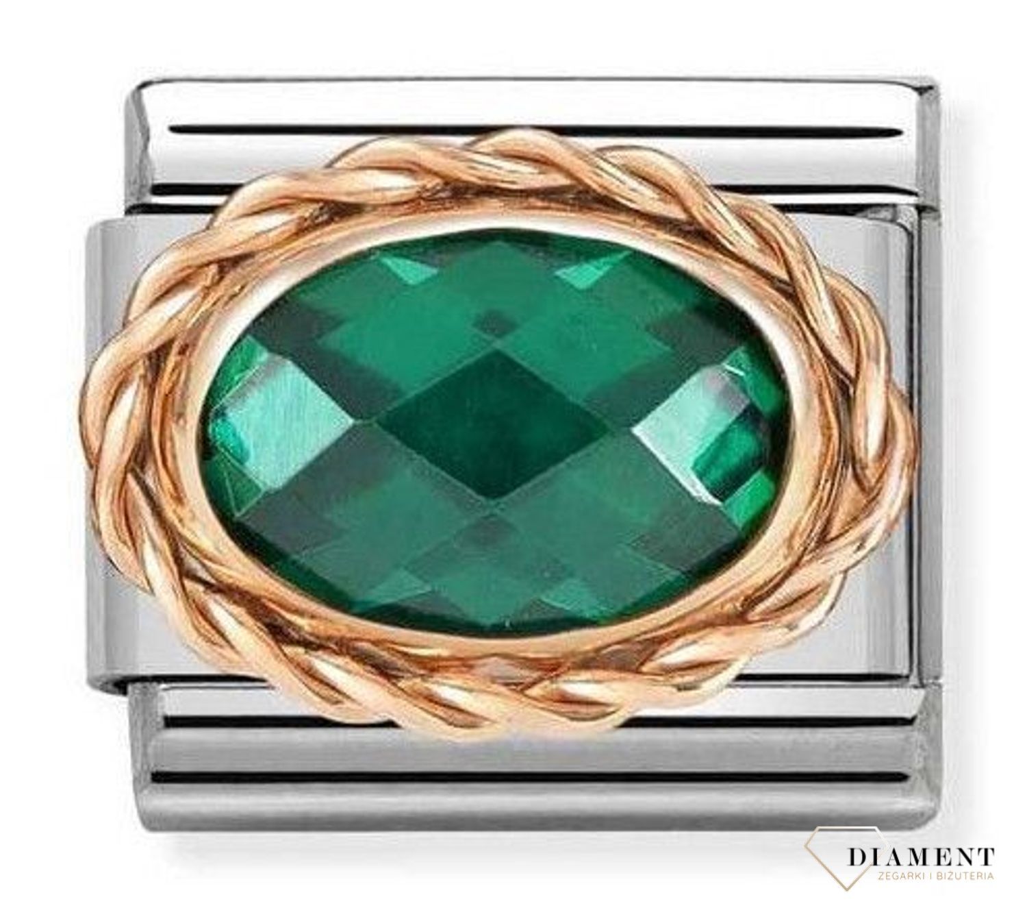 Nomination Link 9K zawieszka różowe złoto 'Szmaragdowa Cyrkonia' 430603 027 Zawieszki Nomination ✓ Wyjątkowy prezent ✓ Nomination ✓ Bransoletka Nomination ✓ Bransoletka ze stali ✓ Gwarancja najniższej c.jpg